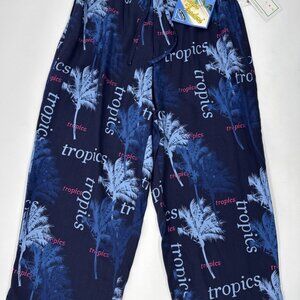 Island Traders Tropical Cropped Pants Womens Large Vacation Cruise Resort NEW
